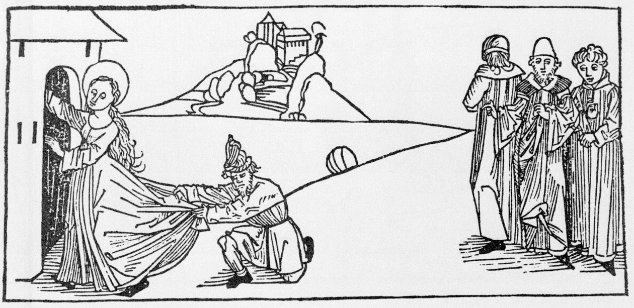 Santa Agnes. Gravura de "Leben der Heiligen - sommerteil" (O livro do santo) de Jacobus (Tiago) de Voragine (1228-1298). Lubeck 1488. de Unknown artist
