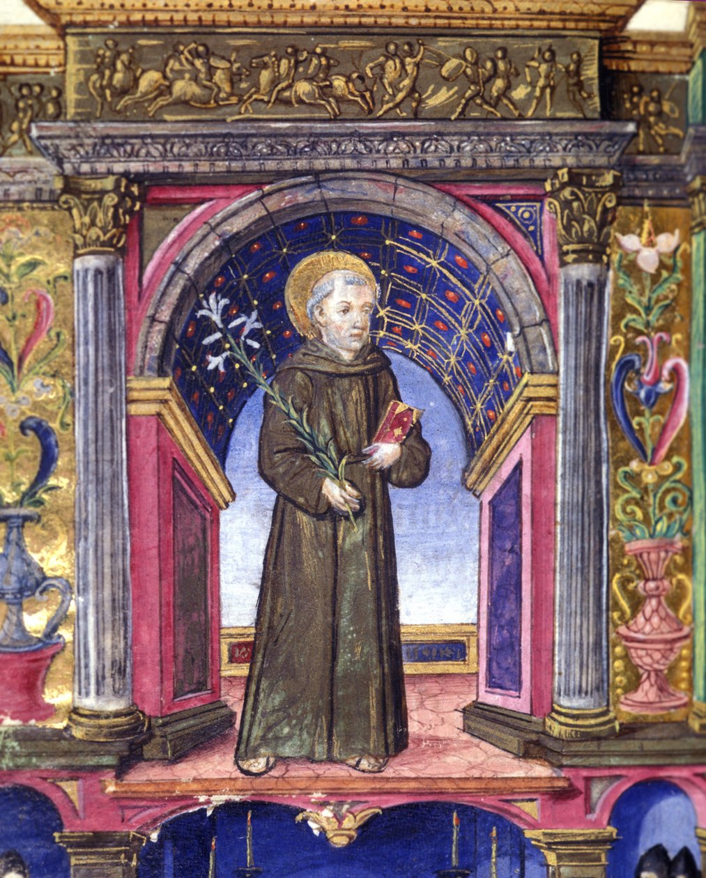 Santo Antônio de Pádua (san antonio di padova). Manuscrito do século XV. Biblioteca nazionale Braidense. Milão de Unknown artist