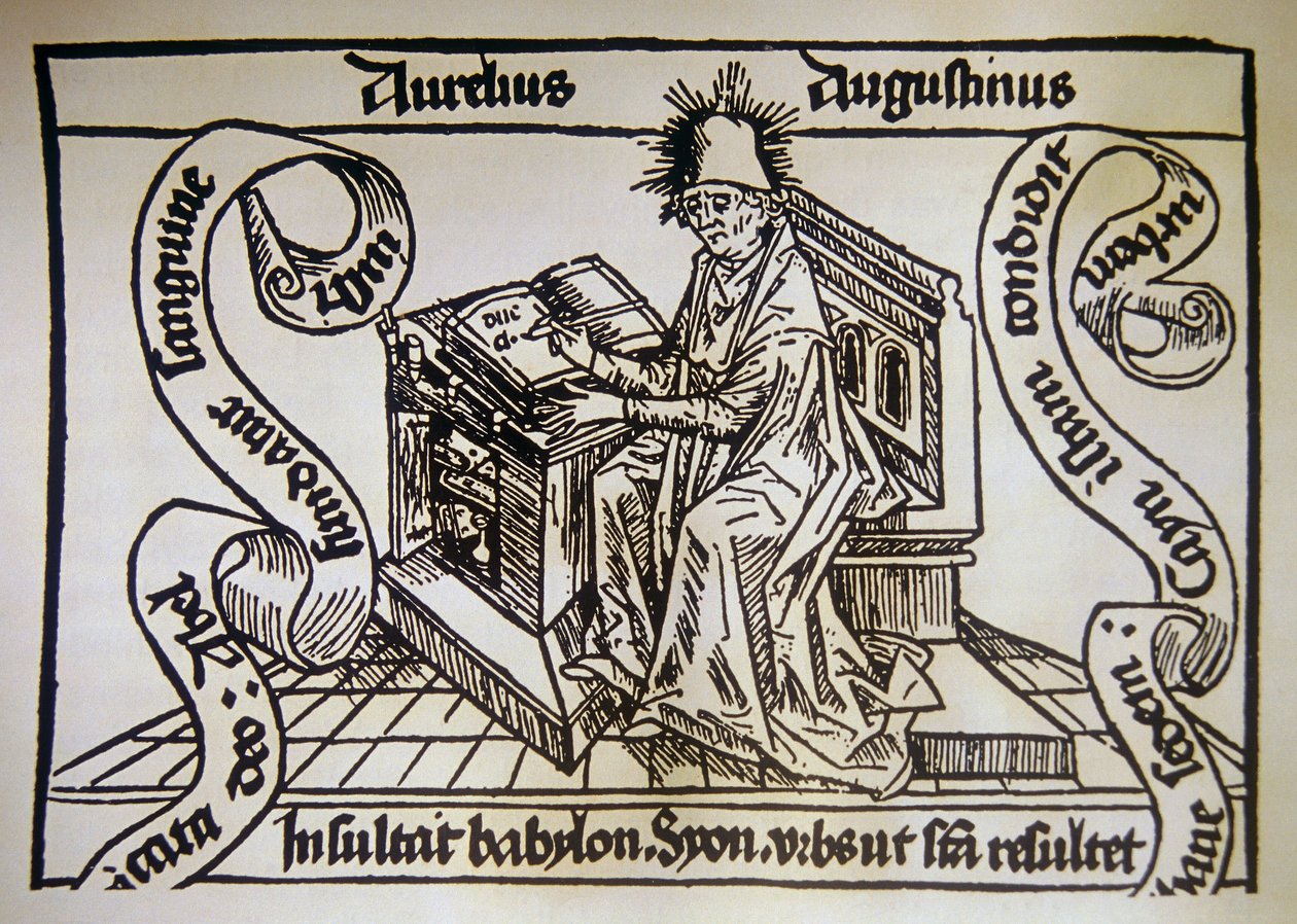 Santo Agostinho, de "De civitate dei" (A Citação de Deus) por Santo Agostinho de Hipona (354-430) de Unknown artist