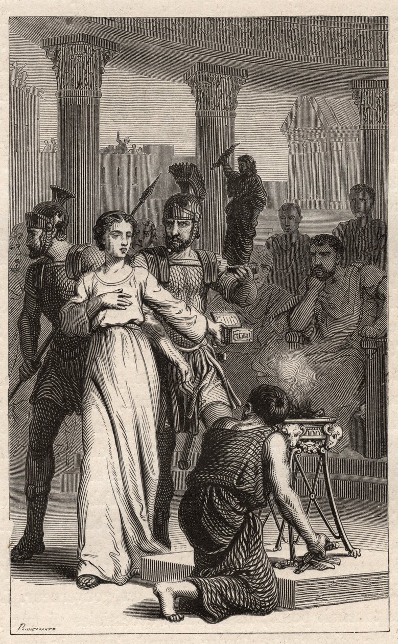 Saint Blandina - Saint Blandine (mártir 177) recusa-se a sacrificar aos ídolos - gravura em "As ilustres mulheres da França" de Oscar Havard - 1886 de Unknown artist
