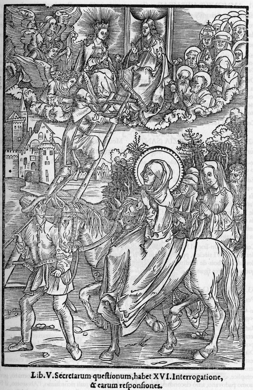 Santa Brigitte de Suede (Santa Brigitta di Svezia) (Brigida, Bridget, Brigite) (1303-1373). Viúva, fundadora da Ordem do Santo Salvador. Gravura em "Memoriale effigiatum librorum prophetiarum seu visionum" (Memoriale effigiatum librorum prophetiarum seu vi de Unknown artist