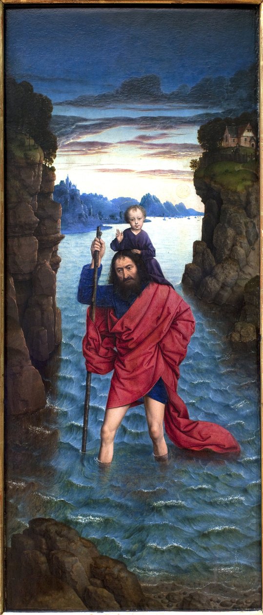 São Cristóvão. Pintura anónima, óleo sobre madeira, primitivo... de Unknown artist