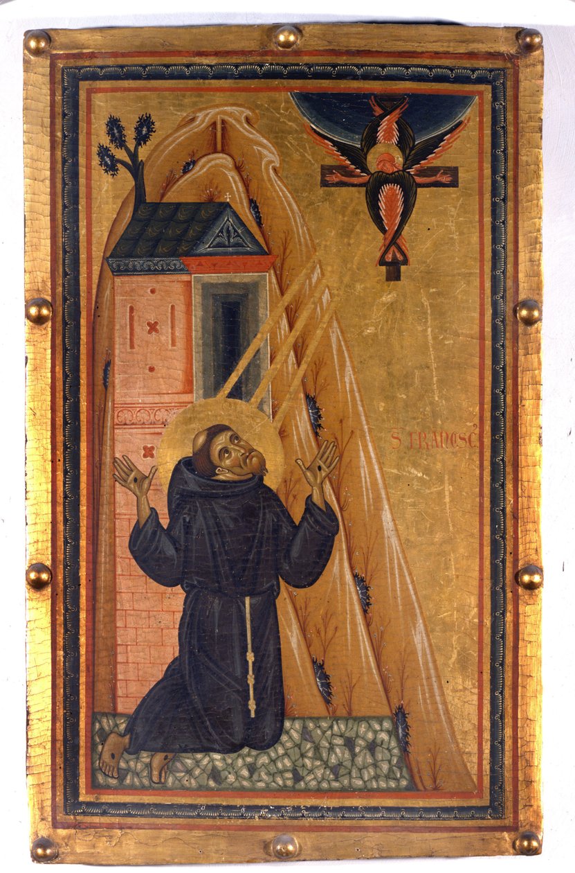 São Francisco com os estigmas. Pintura em madeira do século XIII. Florença. Museu Uffizi. de Unknown artist