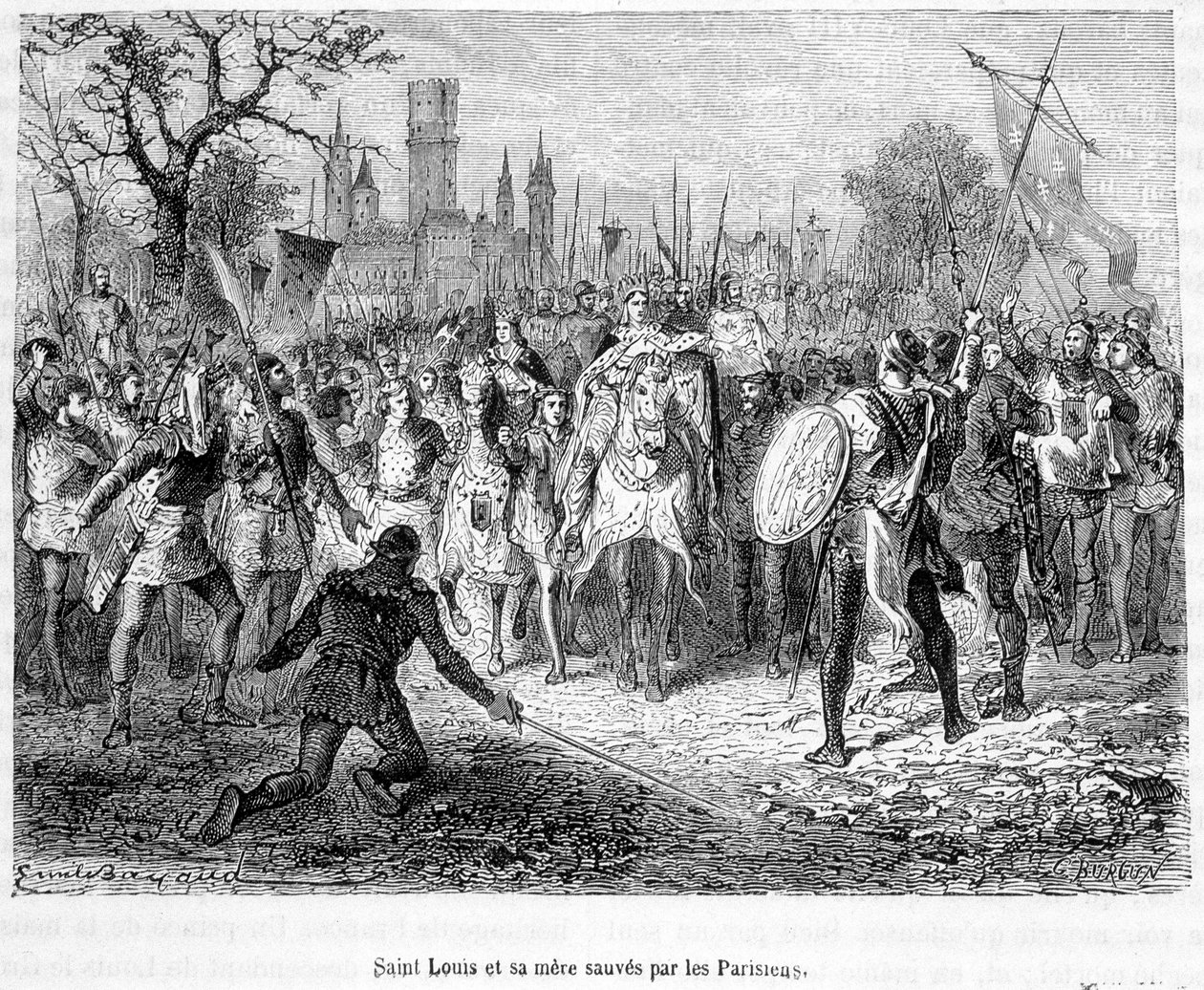 Saint Louis e sua mãe salvos pelos parisienses - no "Histoire de France populaire" de H. Martin de Unknown artist
