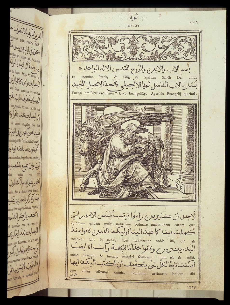 São Lucas o Evangelista em "A Bíblia" escrito em latim e árabe. de Unknown artist