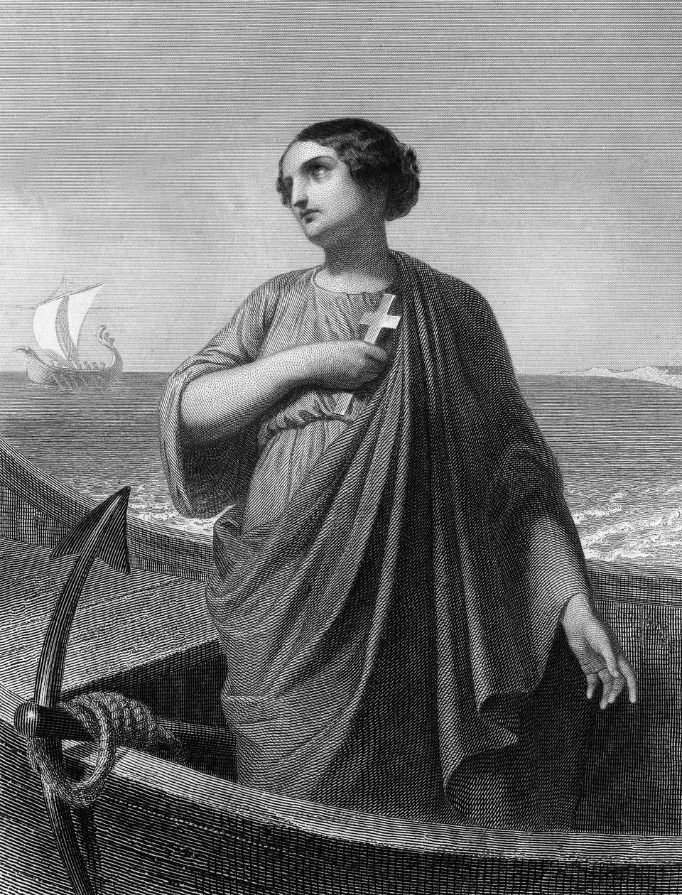 Saint Paule.Roman Patrician (347 a 404) - em "The Holy Women". 1852. de Unknown artist