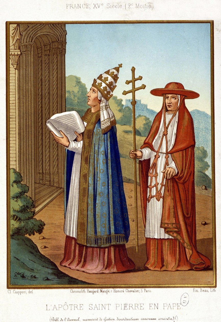 São Pedro em Papa acompanhado por um cardeal, 2ª metade do século XV. de Unknown artist
