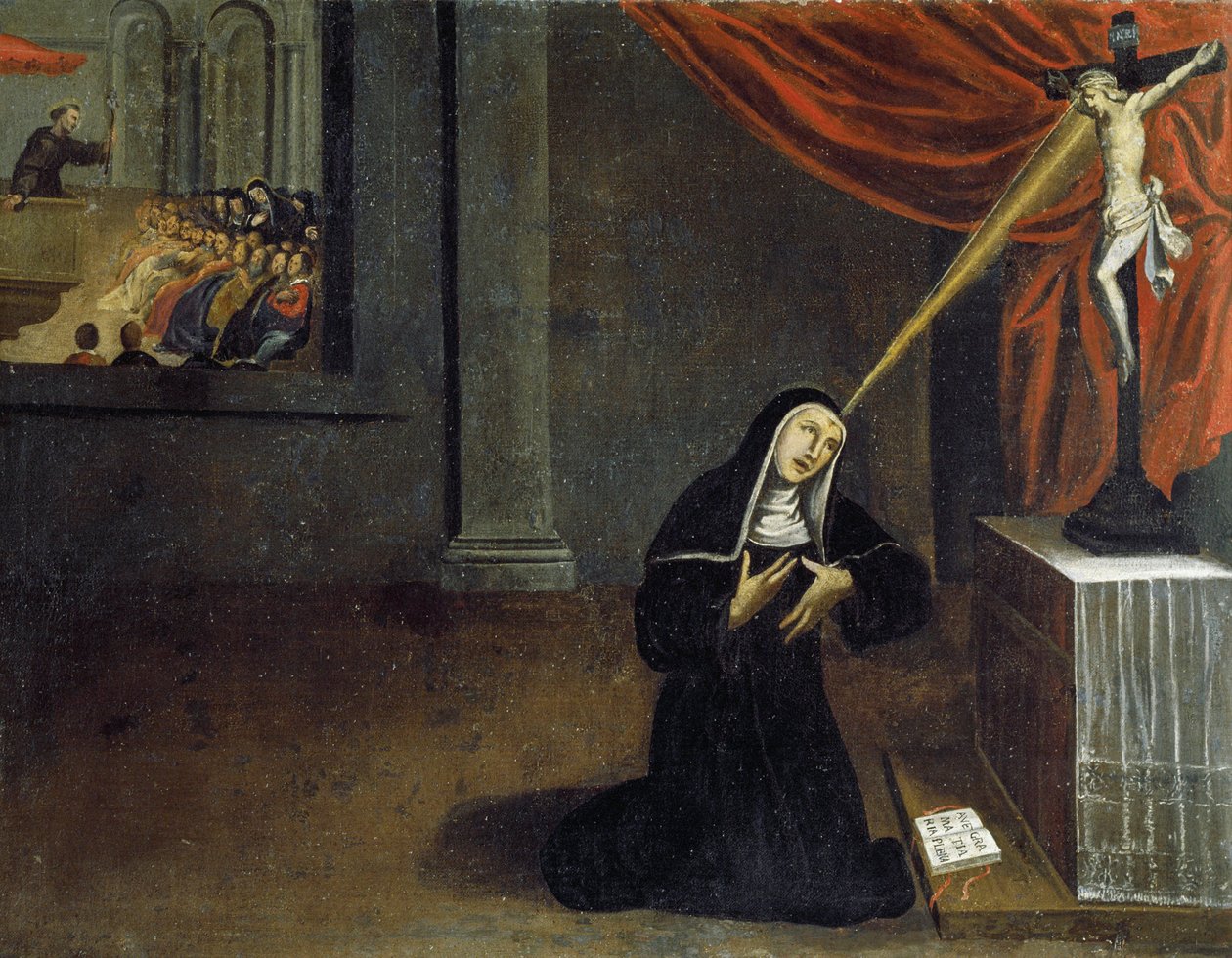 Santa Rita recebendo estigmas de Unknown artist