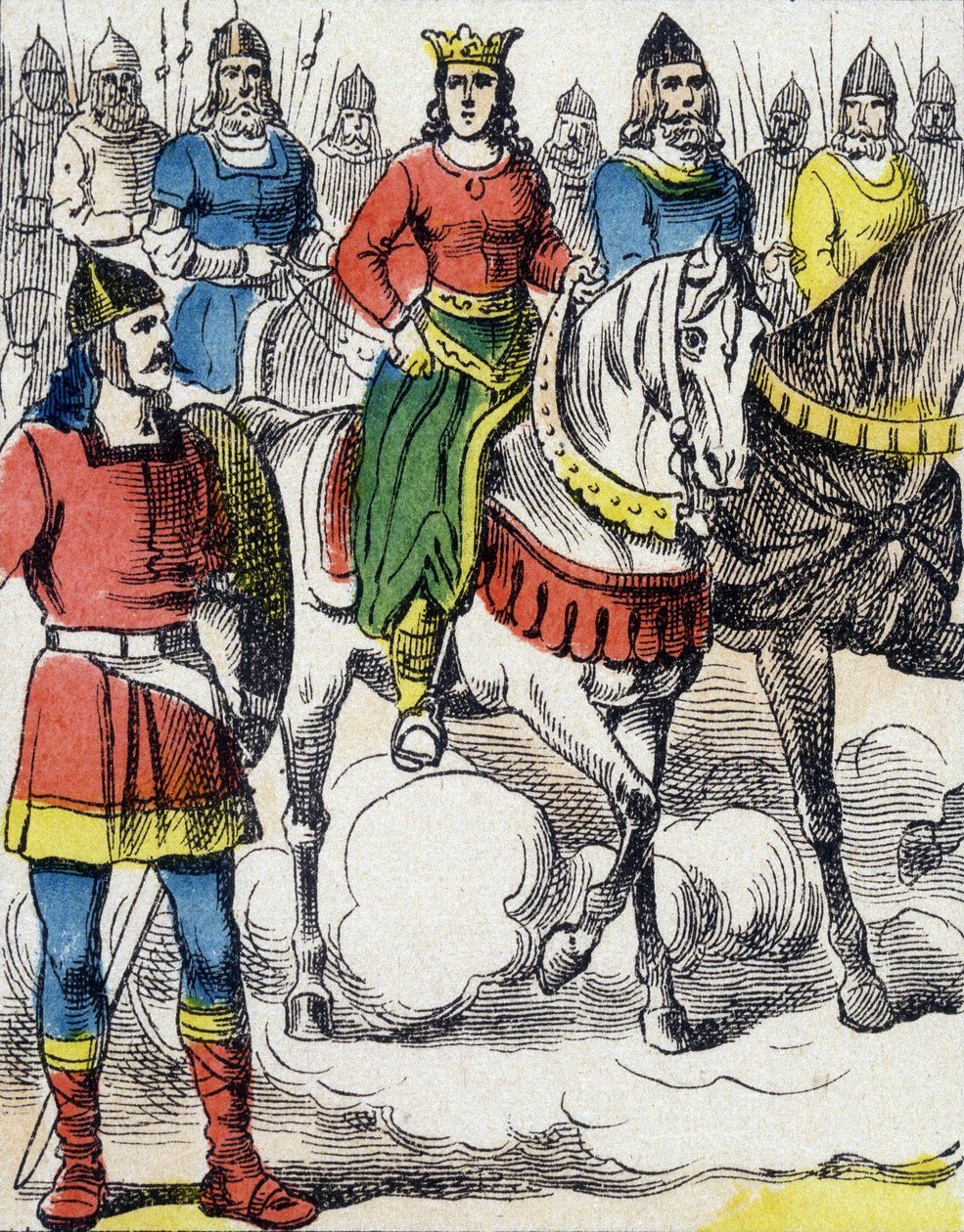 Sainte Clotilde (475-545) fugiu da tutela de seu tio Gondebaud, rei dos Bourgondes (480-516), que era o assassino de sua família. de Unknown artist