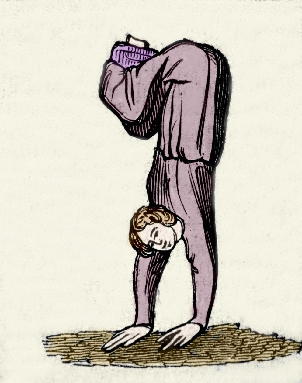 Salomé a dançar para o seu pai Herode Antipas. Ilustração do século 19 de um manuscrito. de Unknown artist