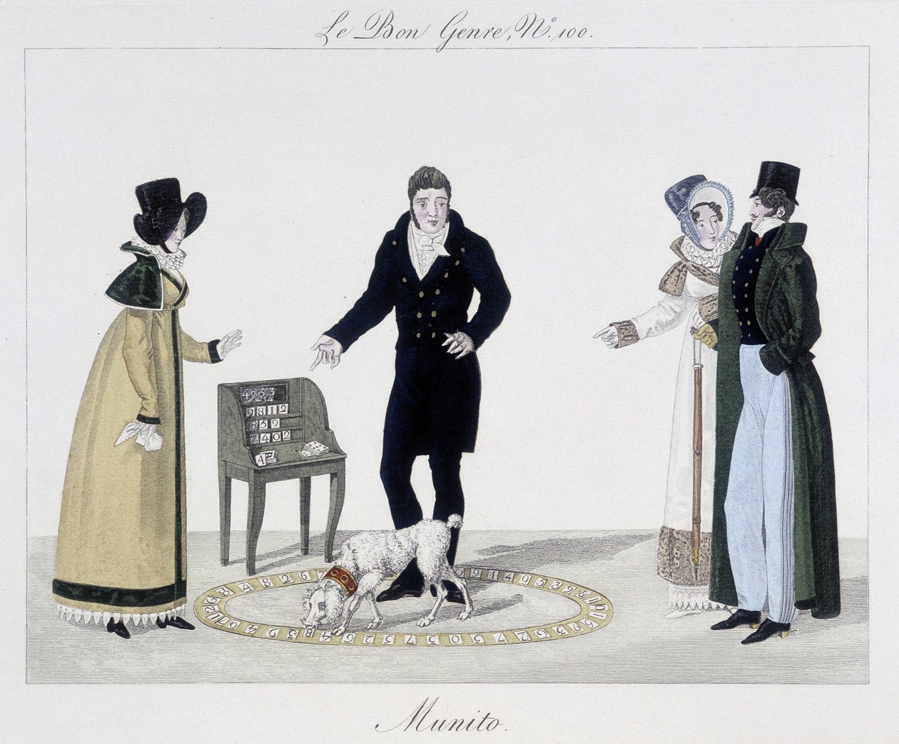 Saltimbanque: Munito, cão cientista - em "O bom género", deb. século XIX de Unknown artist