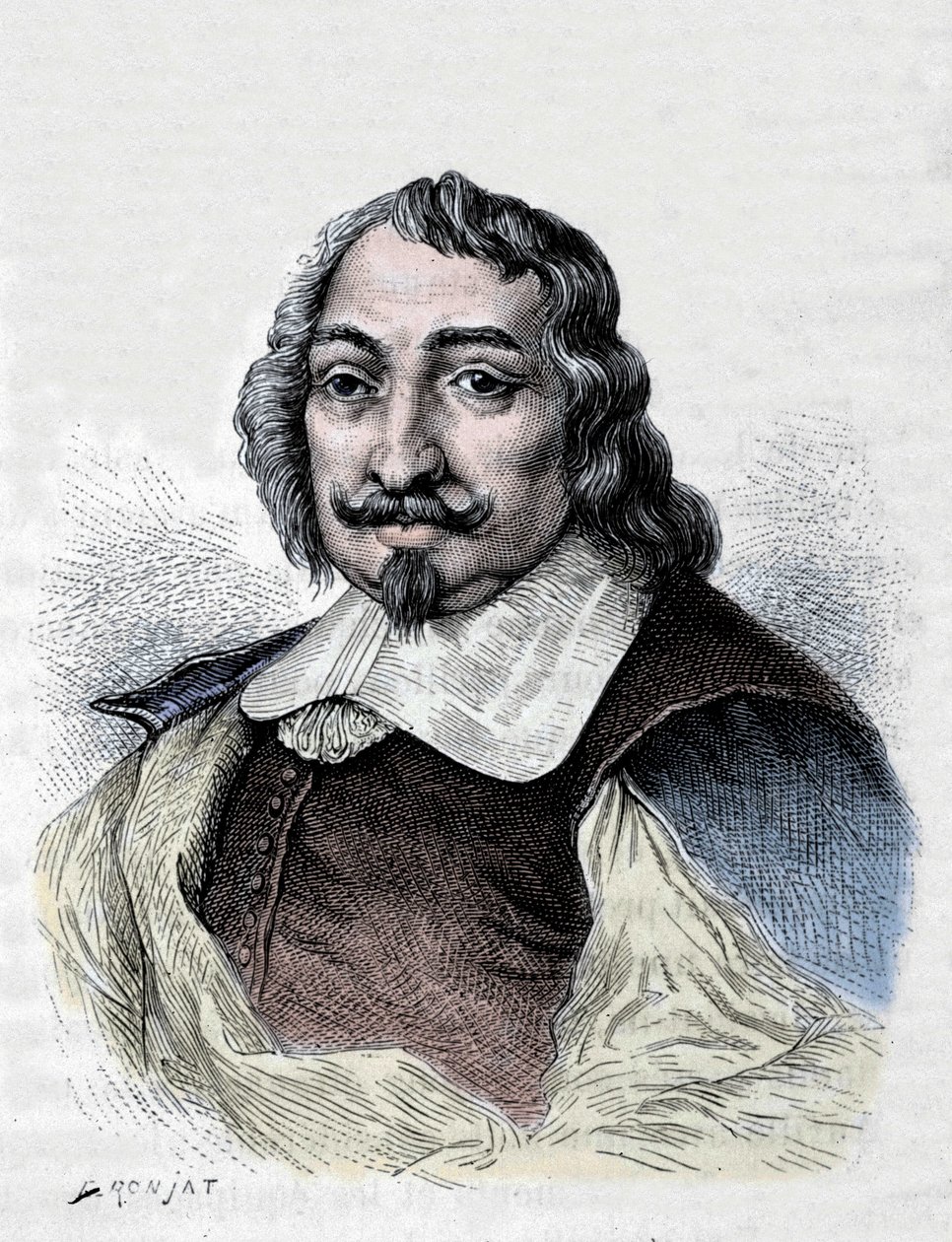 Samuel de Champlain, explorador e colonizador francês (1567-1635). Colonizador do Canadá. Gravura de 1830, após um retrato sério de Moncornet. de Unknown artist
