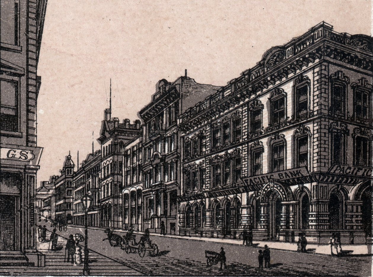 São Francisco, Estados Unidos: vista da Pine Street. em "O mundo ilustra 168 vistas" Sem data (final do século XIX) de Unknown artist