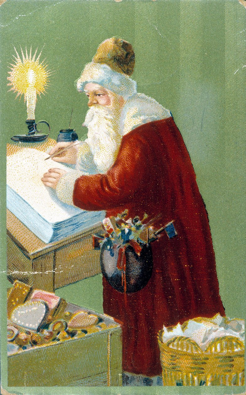 O Pai Natal a preparar presentes. de Unknown artist