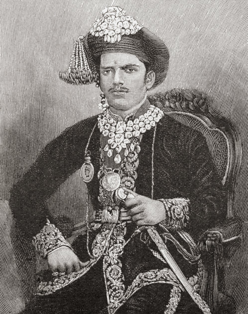 Sayajirao Gaekwad III, 17 anos, marajá do Estado de Baroda, Índia (gravura) de Unknown artist
