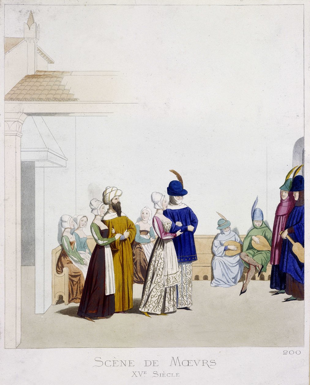 Cena de moral: Cena de Carnaval - baseada num manuscrito italiano do século XV, Arts Deco. de Unknown artist