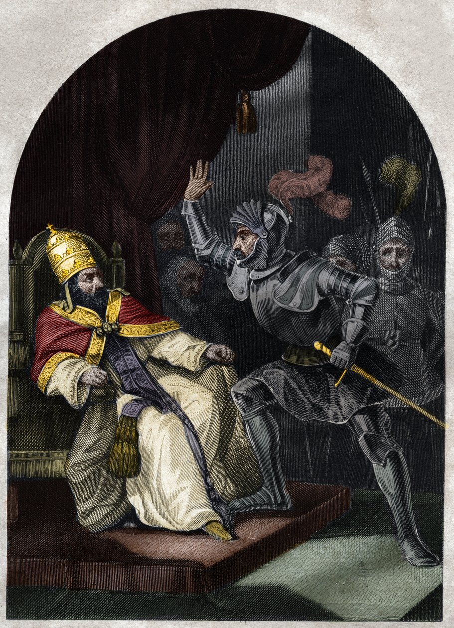 Sciarra Colonna dando uma bofetada no Papa Bonifácio VIII no rosto de Unknown artist
