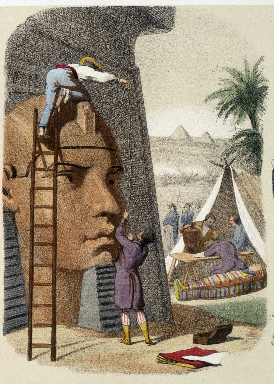Comissão Científica do Egipto (missão de Jean Francois (Jean-Francois) Champollion). Gravura do século XIX. de Unknown artist