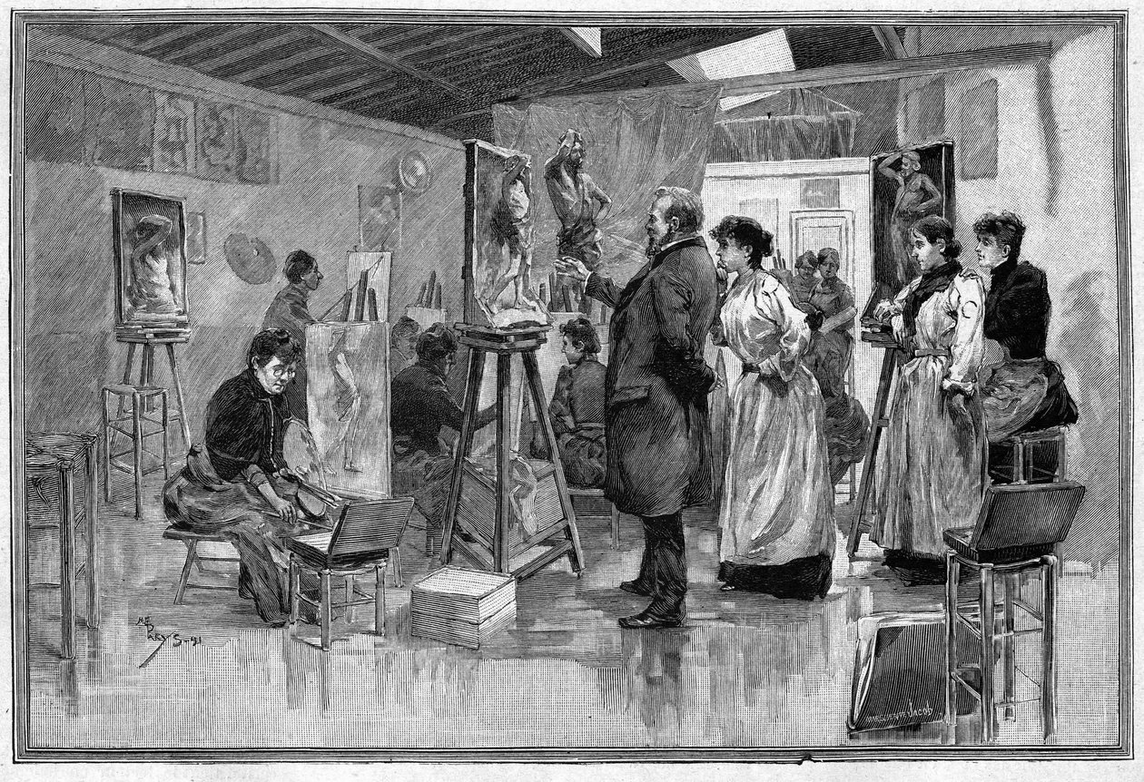 Oficina de escultura em Paris, em 1892. de Unknown artist