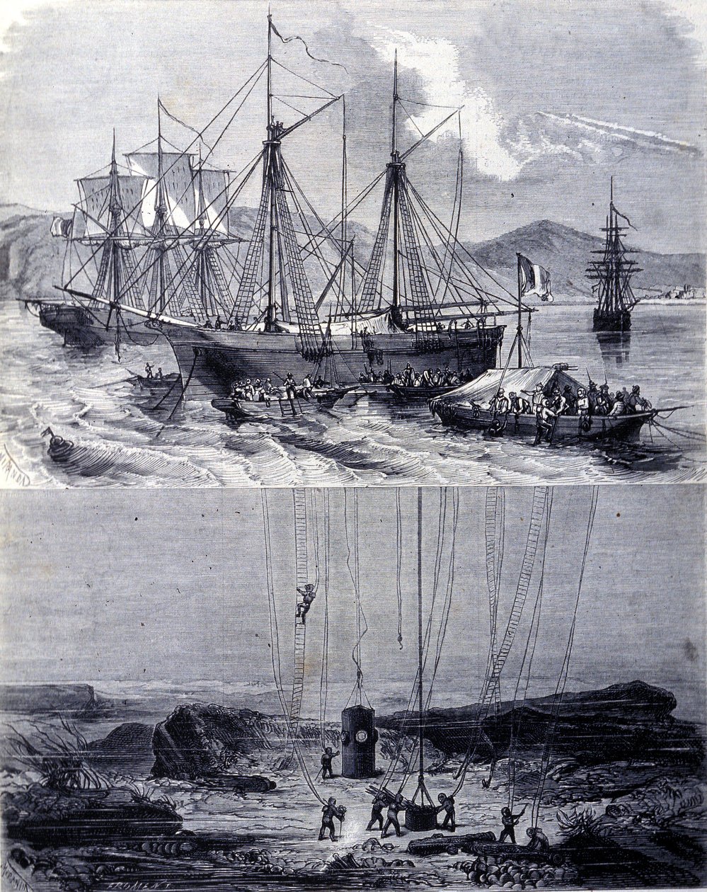 Procure por galeões espanhóis naufragados na Baía de Vigo em 1702. Século XIX de Unknown artist