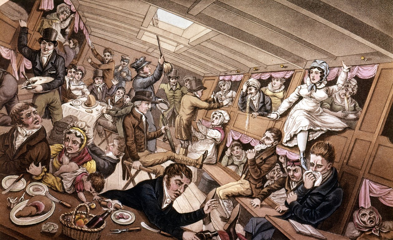Doença do mar. Ilustração do início do século XIX. de Unknown artist