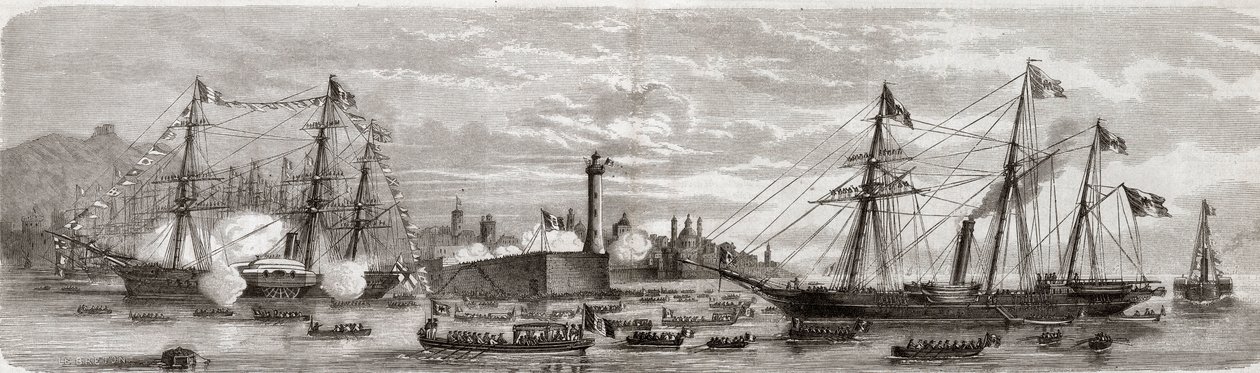 Segunda Guerra da Independência Italiana, Campanha Italiana de 1859: Napoleão III (1808-1873) no Porto de Genes 12/05/1859 - Chegada dos franceses em Génova, 12 de Maio de Unknown artist