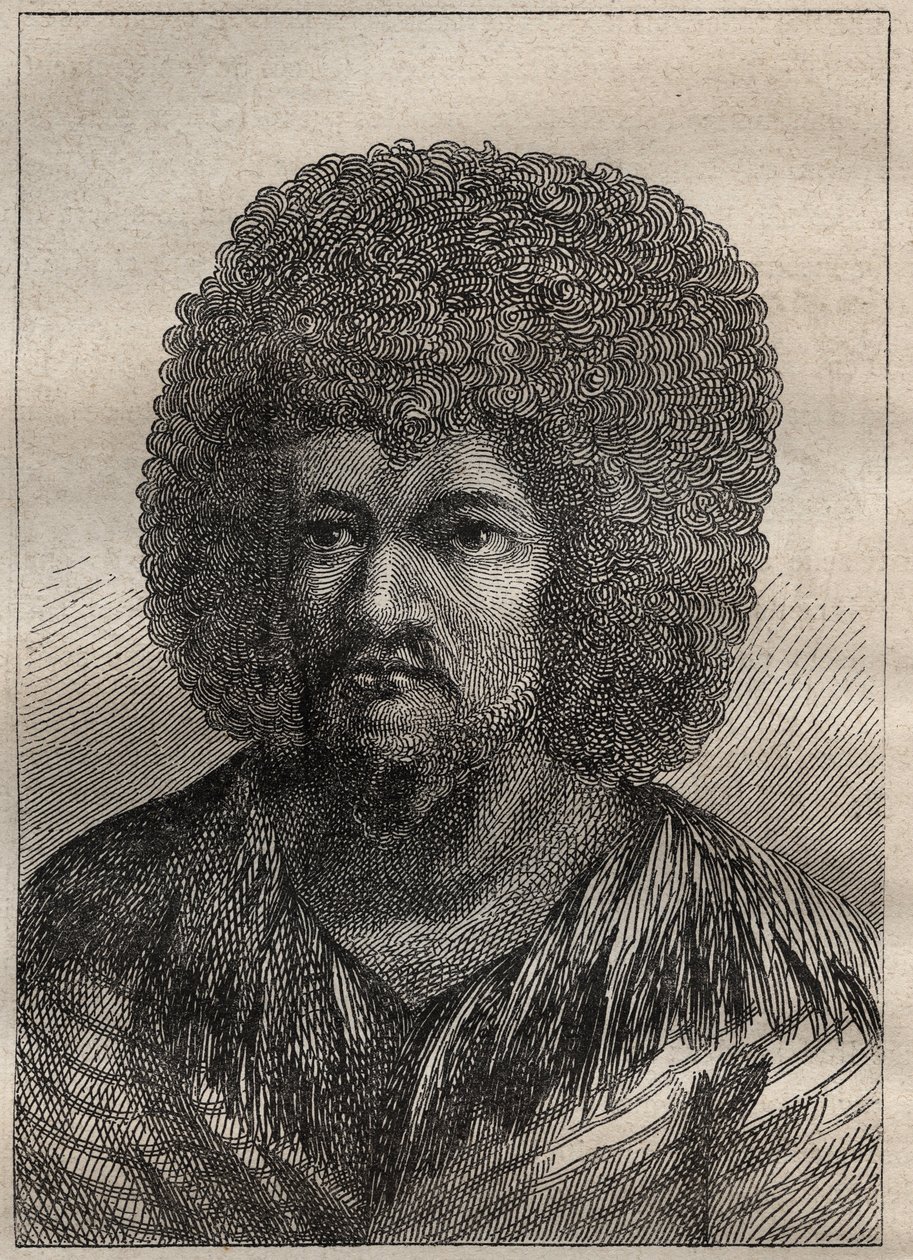 Segunda viagem (1772-1775) do Capitão James Cook (1728-1779): retrato de O-Too (O Too), Rei do Taiti - ilustração tirada de "Os Grandes Marinheiros do século XVIII". de Unknown artist