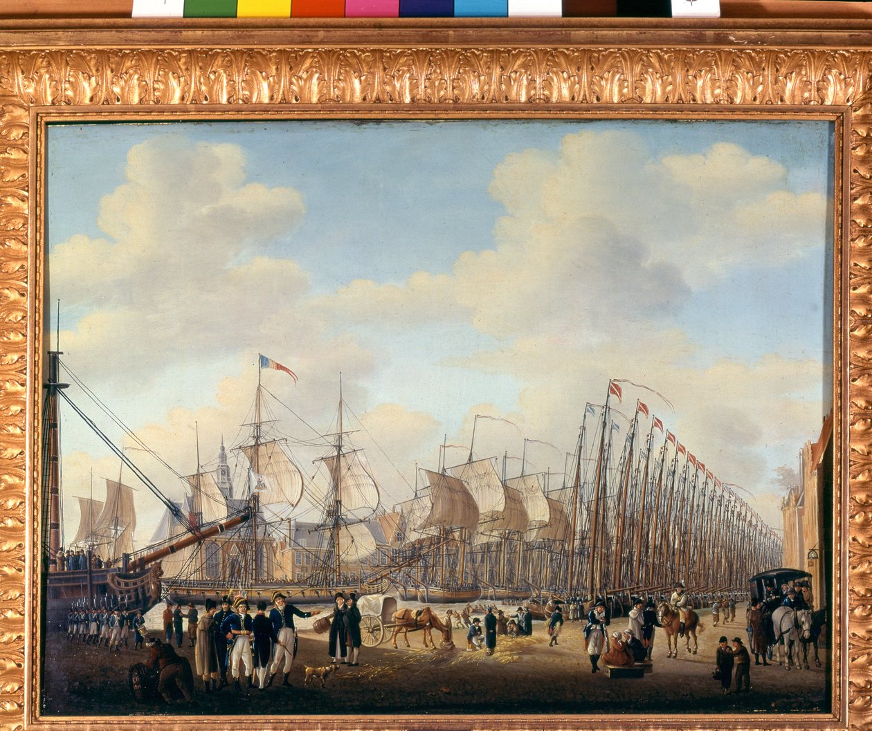 Frota secreta de Napoleão I a Flushing (porto holandês) para a tentativa de invasão da Inglaterra. sd. Início do século XIX. Amesterdão, Museu Marítimo de Unknown artist