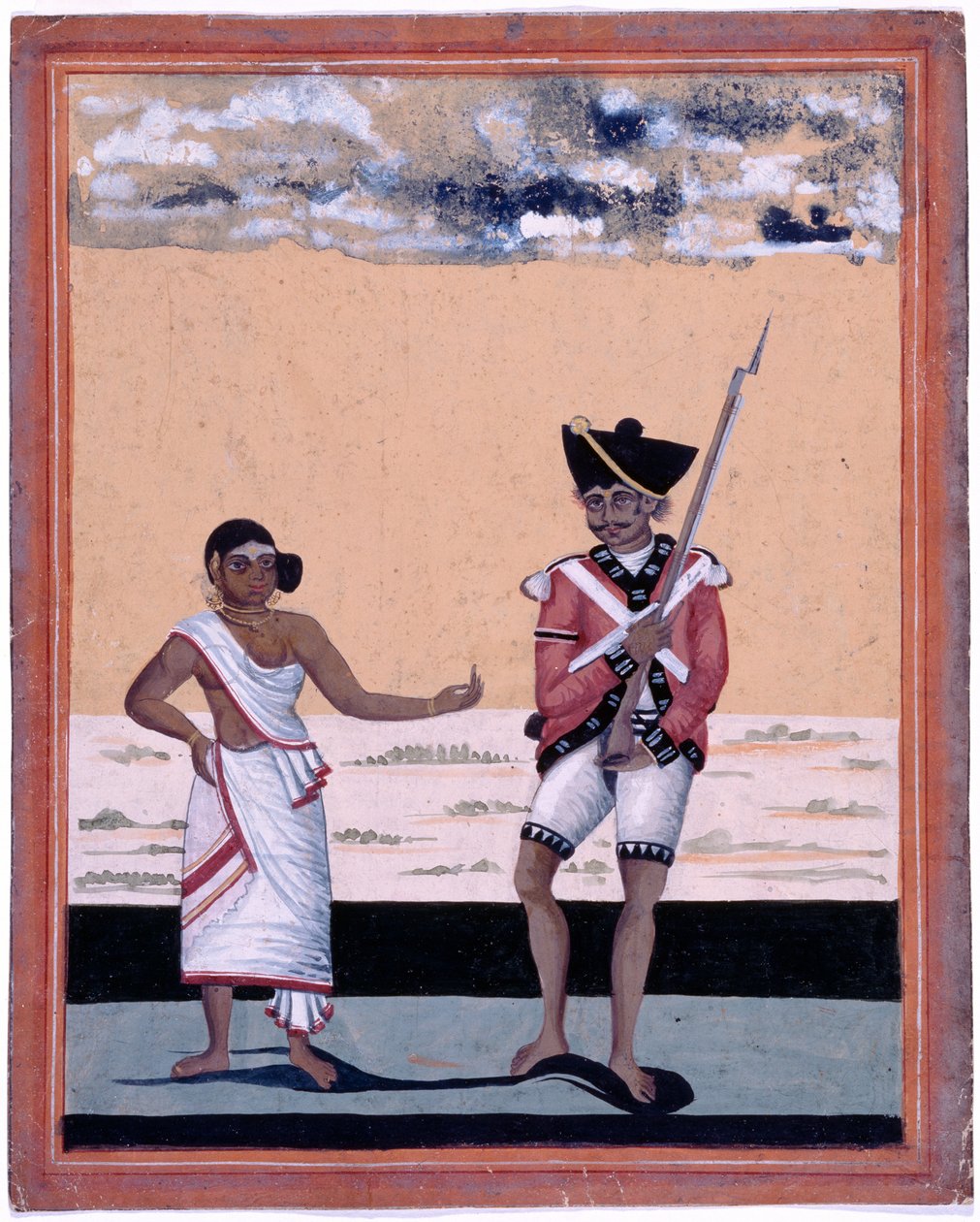 Sepoy de Madras Infantaria Nativa e sua esposa de Unknown artist