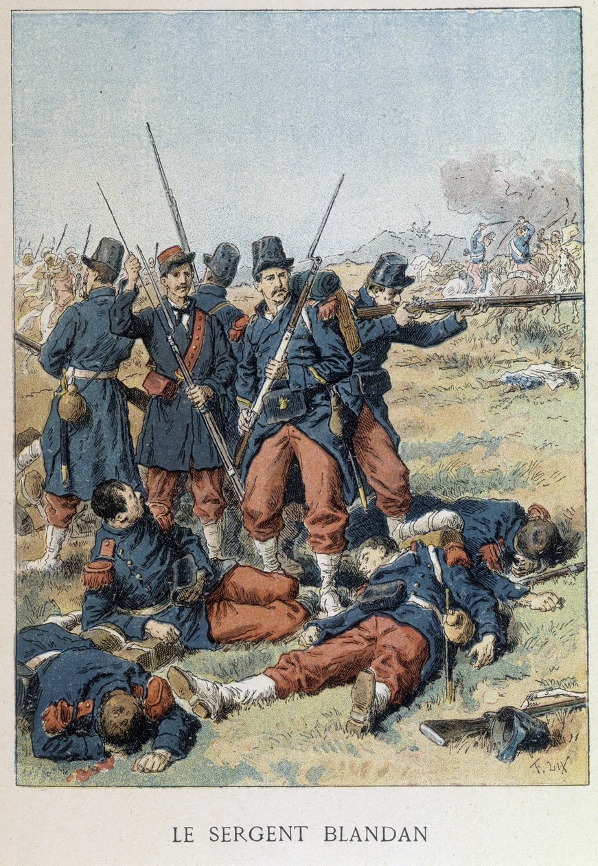 O sargento Blandan morreu durante a conquista da Argélia em 1842 - na “” Histoire de France ”” de Unknown artist