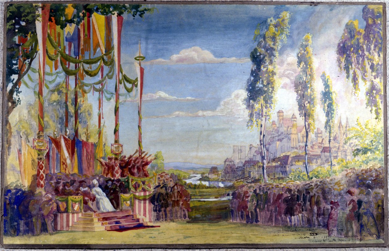 Set for" Die Meistersinger" ou" Les maitres singteurs de Nuremberg", ópera de Richard Wagner. Acto II. de Unknown artist