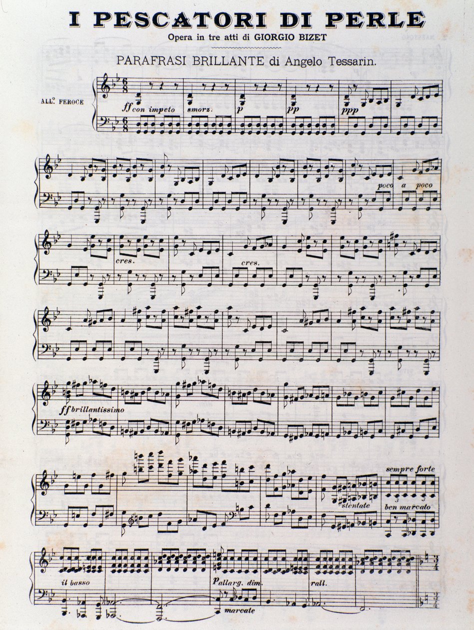 Página de música para The Pearl Fishermen, ópera de Georges Bizet de Unknown artist