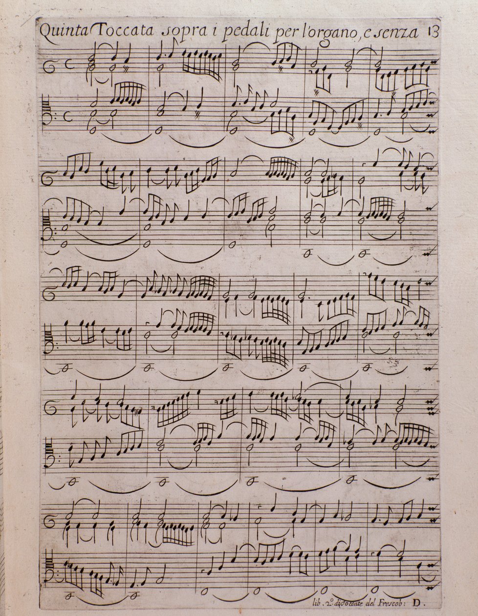 Página de música em folhas do Segundo livro de Toccate de Girolamo Frescobaldi de Unknown artist