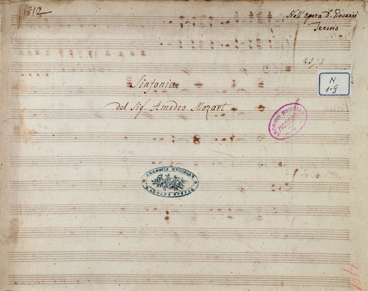 Página de música da sinfonia de Don Giovanni, ópera de Mozart (1812) de Unknown artist