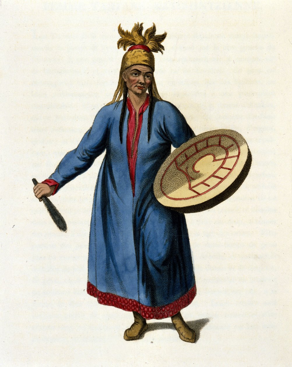 Xamã siberiano. Gravura do século XIX de Unknown artist