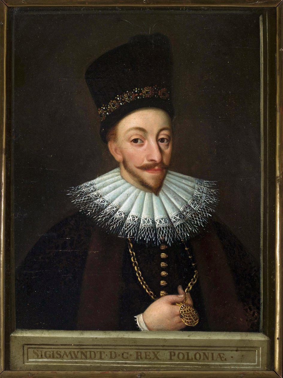 Sigismundo III de Pologne - Retrato de Sigismundo III Vasa, Rei da Polônia (1566-1632), Anônimo. Óleo sobre tela, Início do século XVII, Muzeum Narodowe, Varsóvia. de Unknown artist