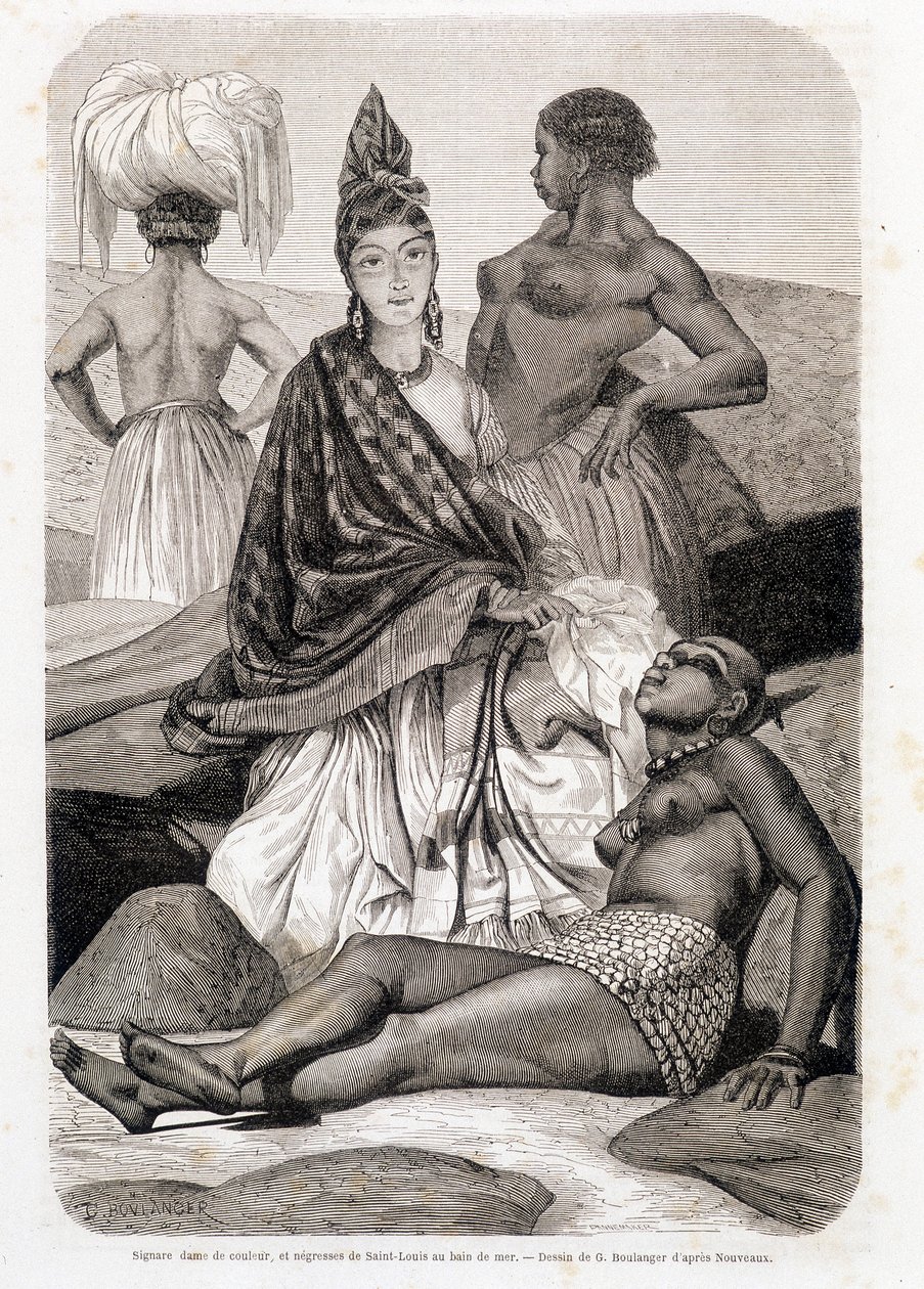 Assine a senhora de cor e negra de Saint Louis no banho de mar - no "Le Tour du Monde". de Unknown artist