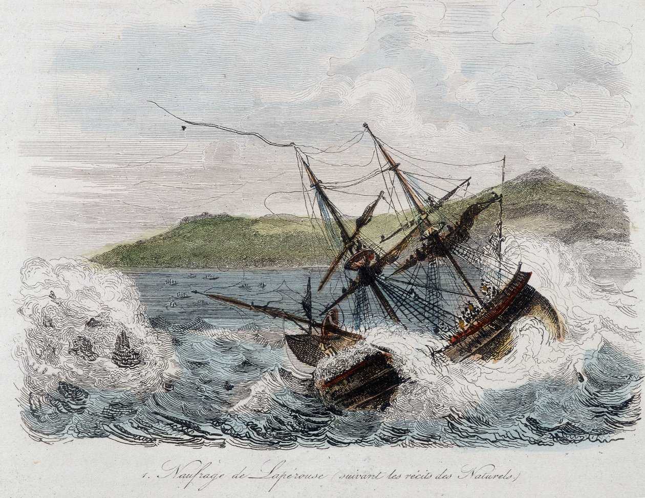 Afundamento do navio de Jean-Francois Galaup, Conde de La Perouse (Jean Francois Laperouse de Unknown artist