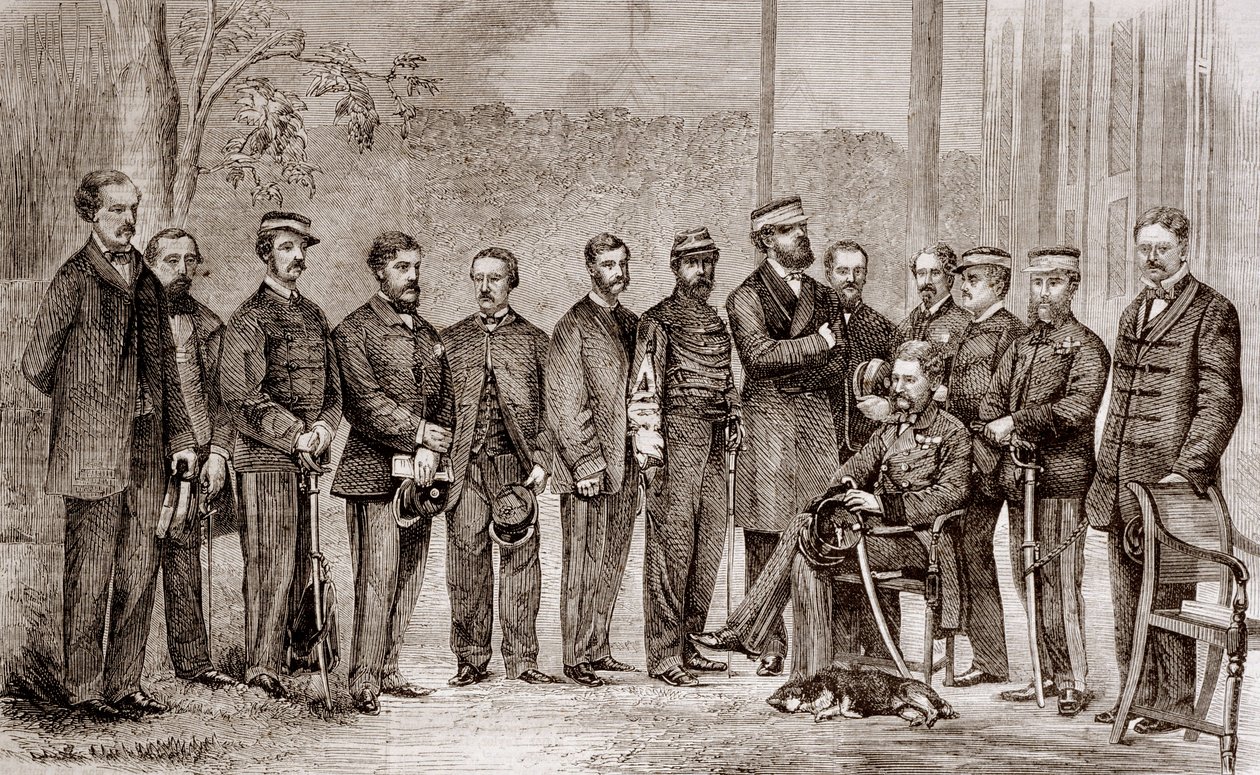 Sir James Hope Grant (1808-1875), soldado britânico e seu cajado durante a Segunda Guerra do Ópio, que durou de 1856 a 1860. de Unknown artist