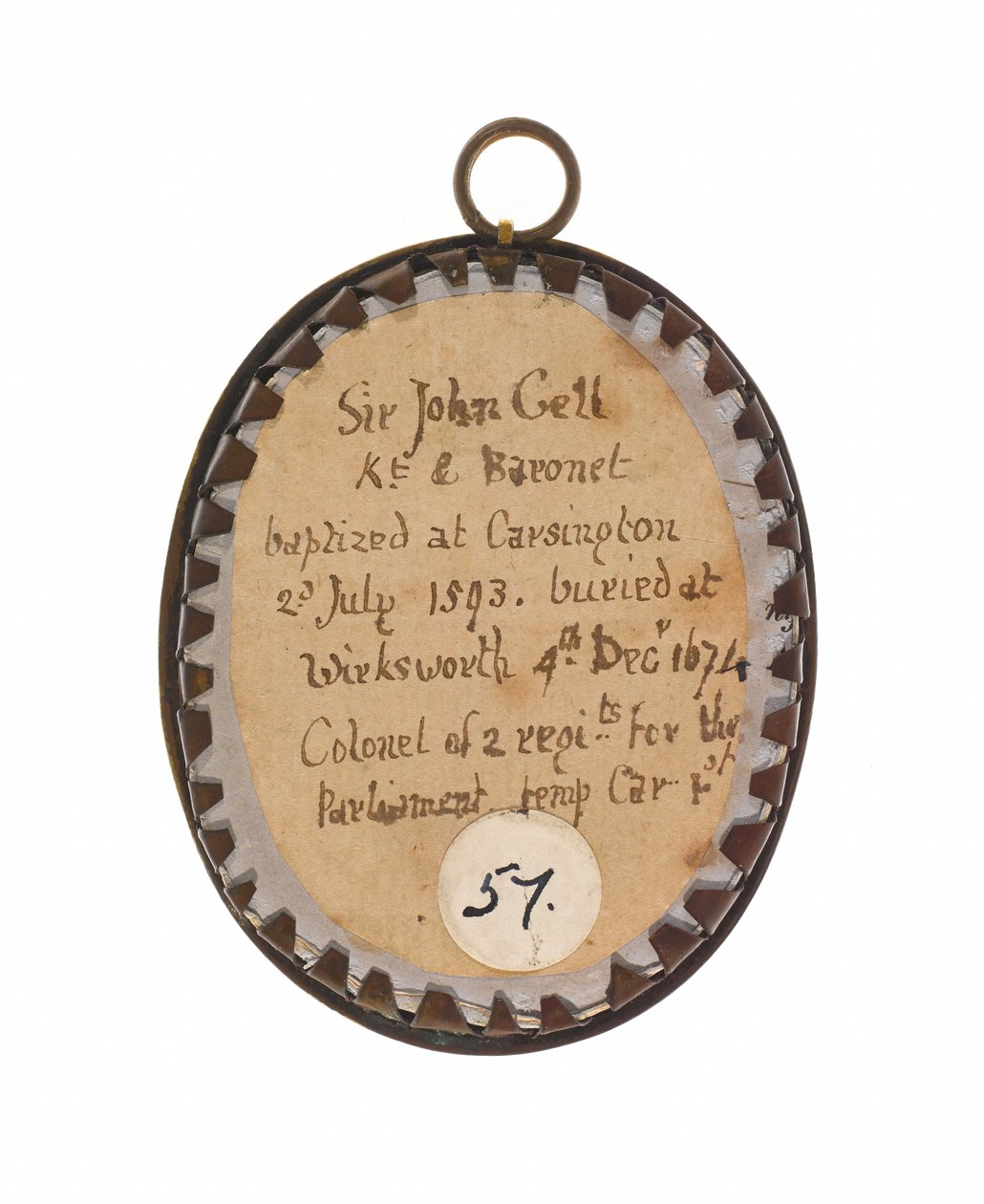 Sir John Gell cerca de 1650 (miniatura em metal) de Unknown artist