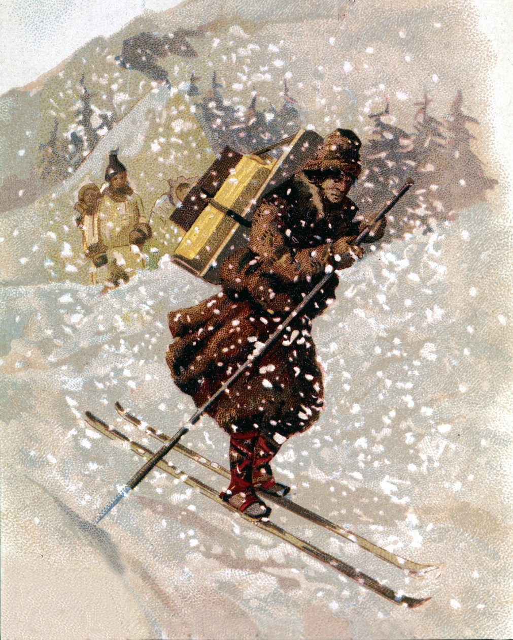 Esquiador de neve. Chromo. de Unknown artist