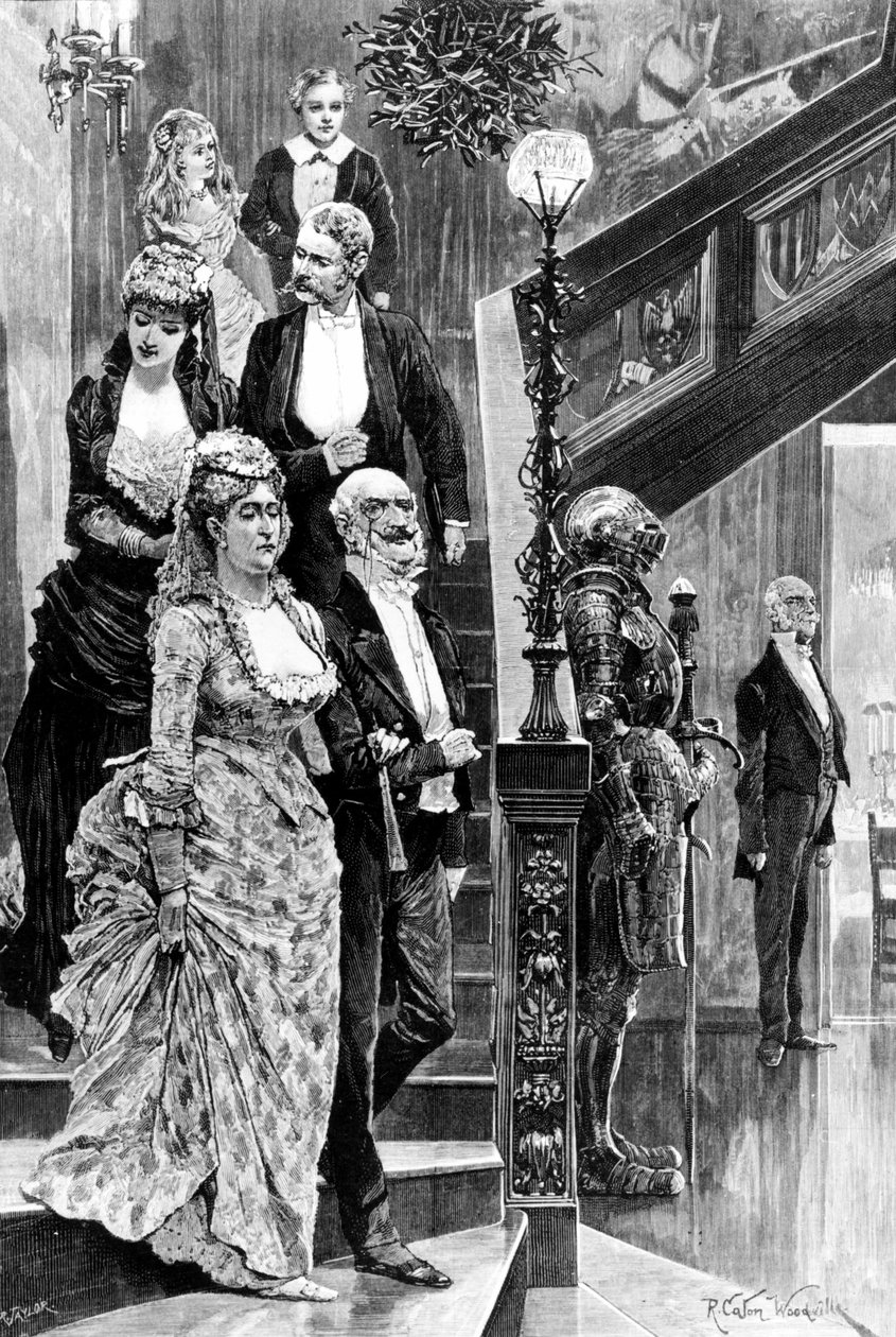 Noite social em Londres, na era Vitoriana. Gravura da segunda metade do século XIX. de Unknown artist