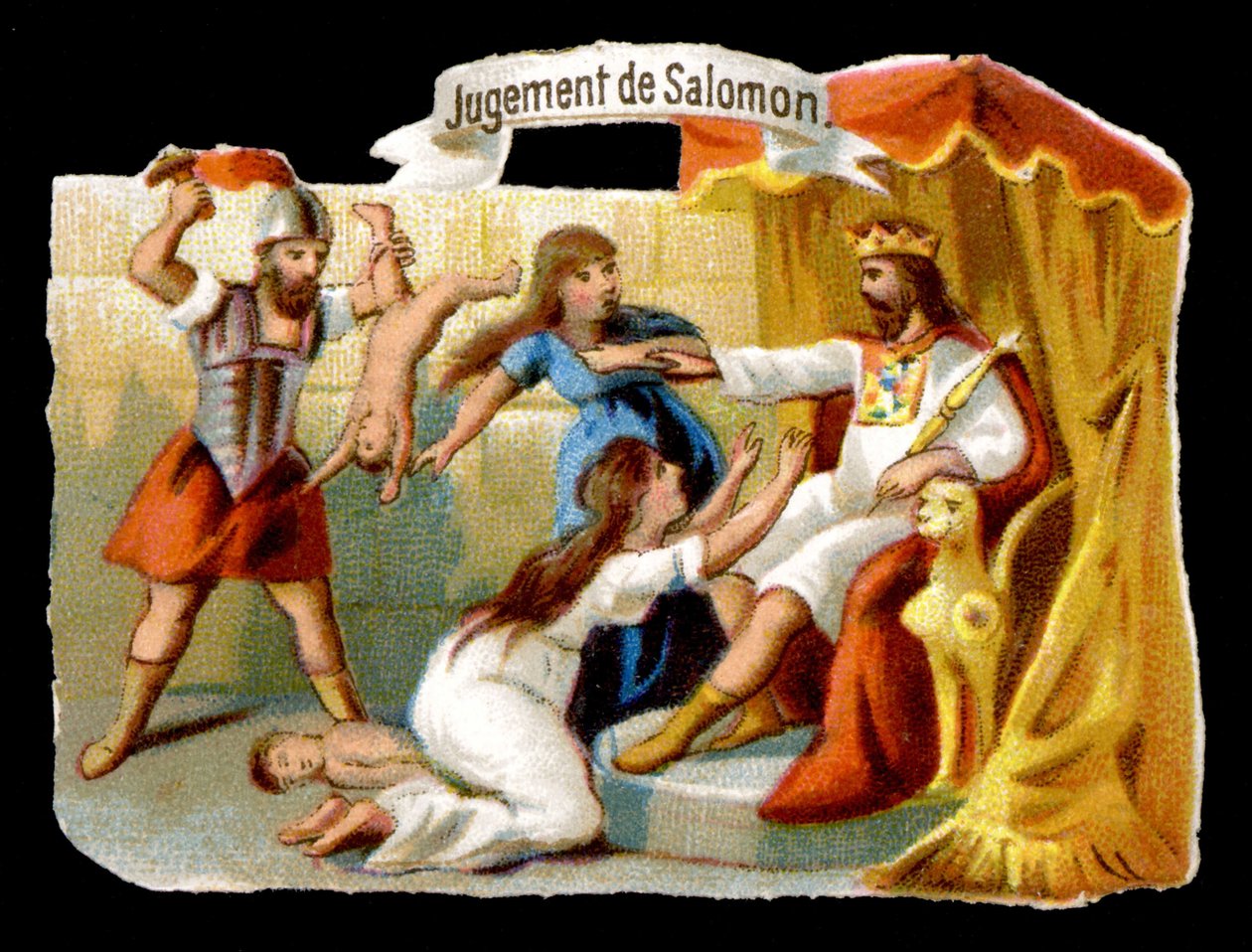 O julgamento de Salomão com a mãe a sacrificar-se para salvar o seu filho. A cromolitografia do século XIX. de Unknown artist