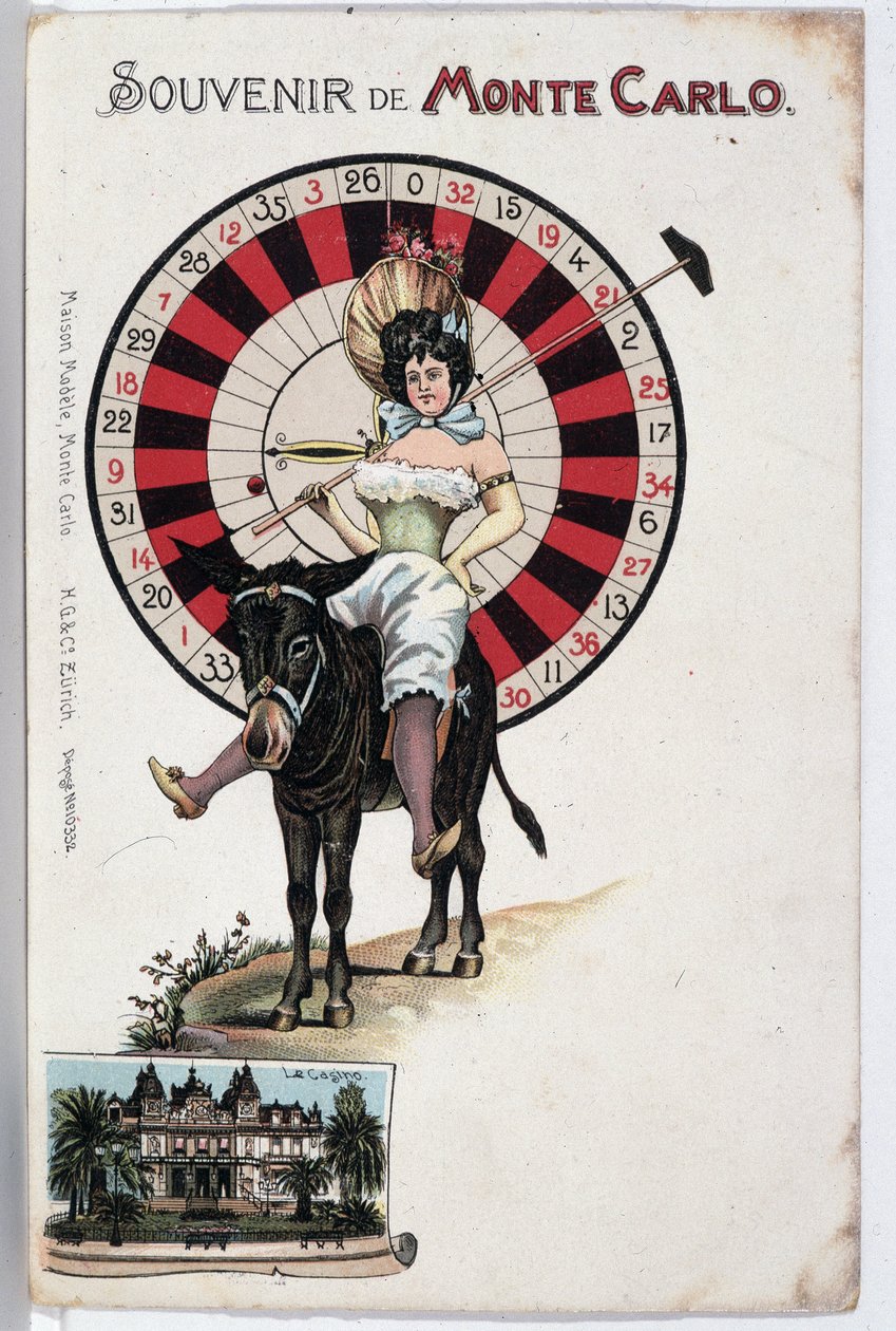 Postal de lembranças de Monte Carlo, final do século XIX de Unknown artist