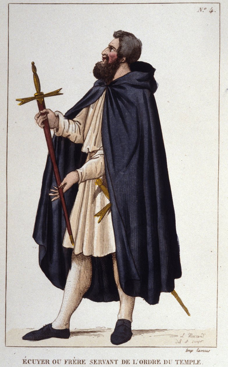 Escudeiro ou irmão servindo a ordem do templo. gravura a partir de 1830 de Unknown artist