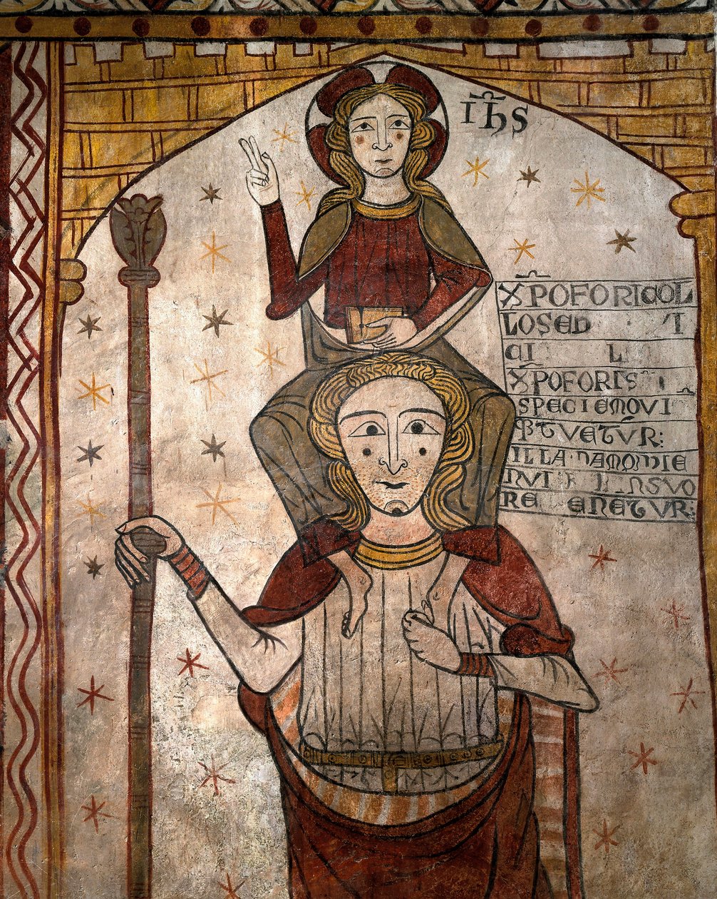 São Cristóvão carregando o Menino Jesus, c.1285 (fresco) de Unknown artist