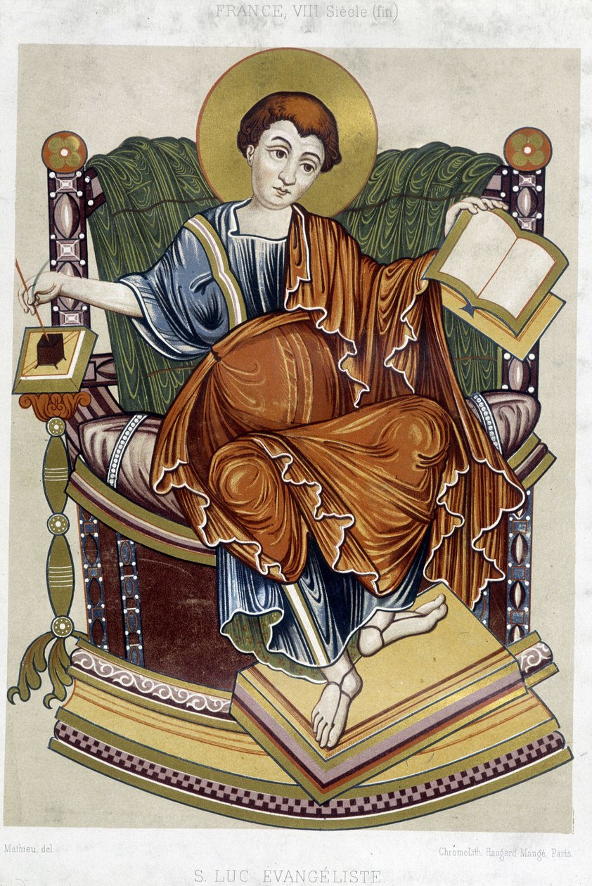 São Lucas evangelista - chromo. Século XIX a partir de um documento do século VIII de Unknown artist
