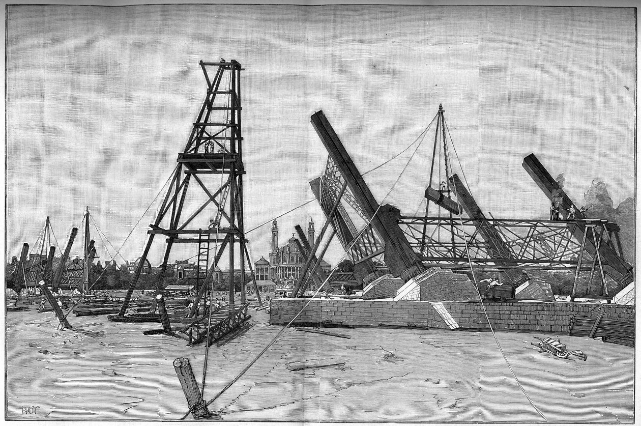 Estado da construção da Torre Eiffel em 1887. de Unknown artist