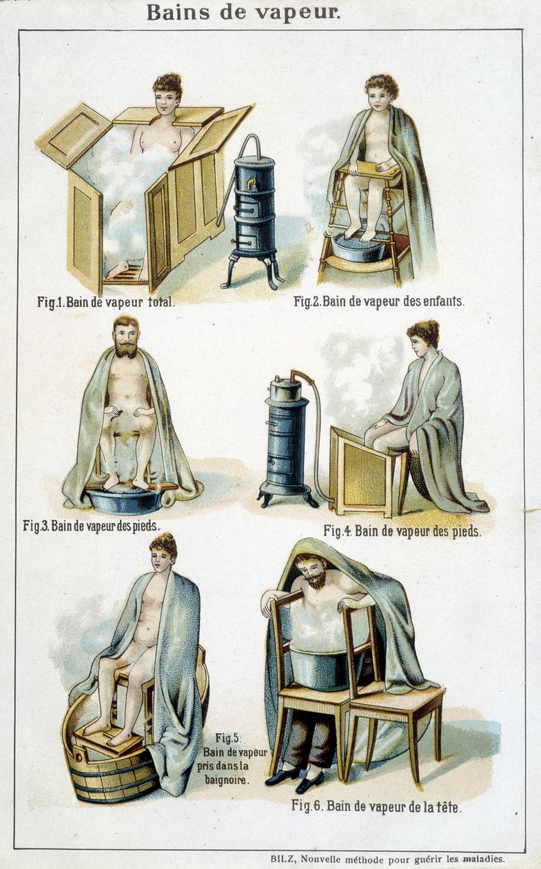 Banhos a vapor - em "Bilz, Medicação Natural", finais do século XIX de Unknown artist