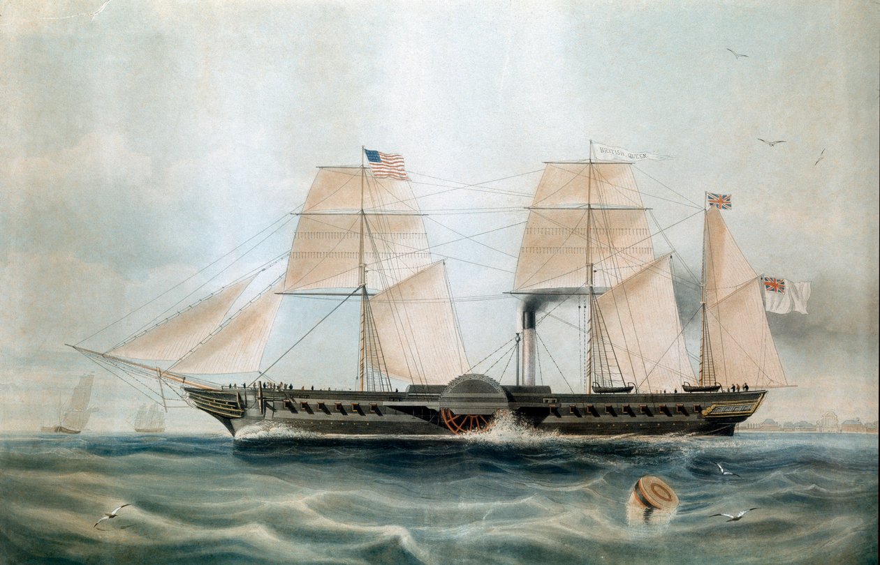 Rainha Britânica Steamer em 1840 (estampa do século XIX) de Unknown artist